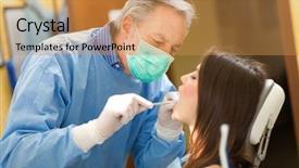  Presentation with healthcare waste treatment - Presentation having female patient having a dental background and a  colored foreground