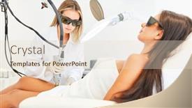  Presentation with laser - Colorful presentation design enhanced with female-patient-having-epilation backdrop and a lemonade colored foreground