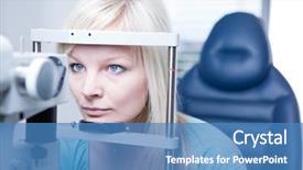  Presentation with eye retina - Amazing slide deck having female patient having her eyes backdrop and a teal colored foreground