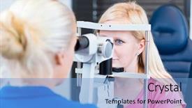  Presentation with eye doctor - Amazing slide set having female patient having her eyes backdrop and a teal colored foreground