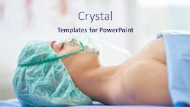  Presentation with respiratory - Amazing slides having female-patient-having-respiratory-therapy backdrop and a sky blue colored foreground