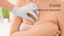  Presentation with children cancer awareness - Presentation design featuring female patient in clinic cancer background and a coral colored foreground