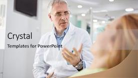  Presentation with female male symbol - PPT theme consisting of working place with female patient background and a  colored foreground