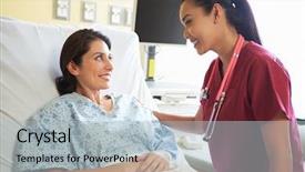  Presentation with female hospital patient - Beautiful PPT theme featuring female patient in hospital backdrop and a light blue colored foreground