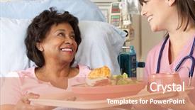  Presentation with female hospital patient - Colorful presentation enhanced with female patient meal in hospital backdrop and a coral colored foreground