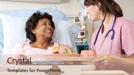  Presentation with female hospital patient - Presentation theme featuring female patient meal in hospital background and a lemonade colored foreground