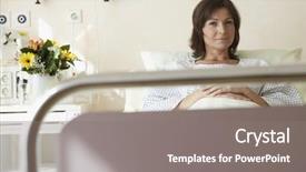  Presentation with moving patient to hospital bed - Audience pleasing PPT theme consisting of female patient resting in hospital backdrop and a  colored foreground