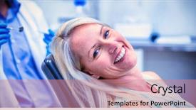  Presentation with dental extractions - Amazing theme having female patient smiling in dental backdrop and a coral colored foreground