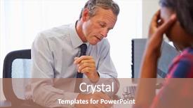  Presentation with patient and doctor - Audience pleasing presentation design consisting of female patient suffering with depression backdrop and a coral colored foreground