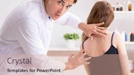  Presentation with chiropractor - Presentation theme with female-patient-visiting-young-handsome background and a coral colored foreground