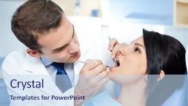  Presentation with dental assistant - Slides featuring female patient with dentist background and a  colored foreground