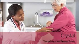  Presentation with joint - PPT theme enhanced with female patient with elbow pain background and a red colored foreground