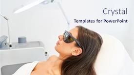  Presentation with laser beauty treatment - Audience pleasing theme consisting of female-patient-with-protective-glasses backdrop and a sky blue colored foreground