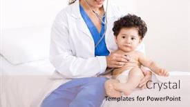  Presentation with pediatrician - Audience pleasing PPT theme consisting of female pediatrician checking cute baby boy backdrop and a lemonade colored foreground