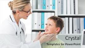  Presentation with gland - Beautiful slide set featuring female pediatrician examining thyroid gland backdrop and a light gray colored foreground