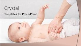  Presentation with child health care - Audience pleasing PPT theme consisting of female-pediatrician-or-health-care backdrop and a light gray colored foreground