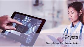  Presentation with asian doctor - Audience pleasing presentation theme consisting of female pelvis - asian doctor writing on files backdrop and a light blue colored foreground