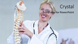  Presentation with female pelvis - Presentation theme with female pelvis - portrait of physiotherapist holding background and a light blue colored foreground