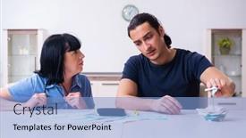  Presentation with pensioner - Beautiful theme featuring female-pensioner-and-her-young backdrop and a light blue colored foreground