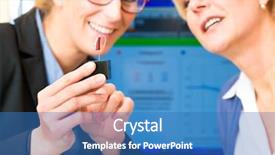  Presentation with pensioner - Presentation featuring female pensioner with a hearing background and a teal colored foreground