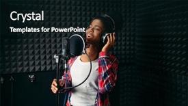  Presentation with recording studio - Theme featuring female performer songs in audio background and a black colored foreground