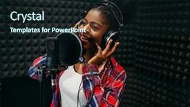  Presentation with recording studio - Presentation theme consisting of female performer songs in audio background and a wine colored foreground