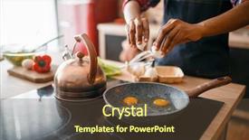  Presentation with technology black person - Cool new presentation design with female person cooking fried eggs backdrop and a tawny brown colored foreground