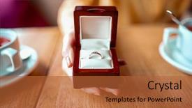  Presentation with golden wedding - Presentation design with female person hand with golden background and a red colored foreground