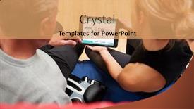  Presentation with train the trainer - Colorful PPT layouts enhanced with female-personal-trainer-with-senior backdrop and a coral colored foreground