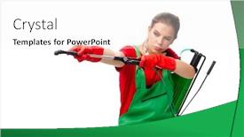  Presentation with pest control - Slide set with female-pest-control-contractor-isolated background and a white colored foreground