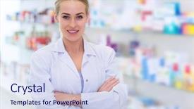  Presentation with pharmacist - Presentation having female pharmacist background and a sky blue colored foreground