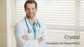  Presentation with rural doctor - Amazing slide deck having female physician - portrait of confident young male backdrop and a light gray colored foreground