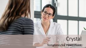  Presentation with physician - Amazing slide set having female physician listening to her backdrop and a mint green colored foreground