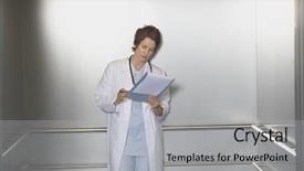  Presentation with elevator - Colorful PPT theme enhanced with female physician reviewing notes in the elevator backdrop and a light gray colored foreground