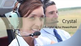  Presentation with pilot - Colorful PPT layouts enhanced with female pilot of a light backdrop and a soft green colored foreground