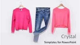  Presentation with pink blue - Beautiful PPT layouts featuring female pink dress on hanging with blue jeans isolated backdrop and a sky blue colored foreground