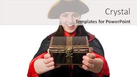  Presentation with pirate - Colorful PPT theme enhanced with female pirate in black coat isolated on white backdrop and a light gray colored foreground