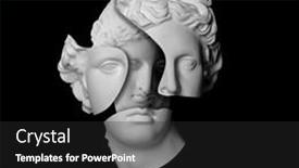  Presentation with black-female - Presentation theme featuring female-plaster-statue-heads-inside background and a dark gray colored foreground