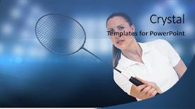  Presentation with badminton - Slide deck enhanced with female player playing badminton against composite image of spotlight background and a teal colored foreground