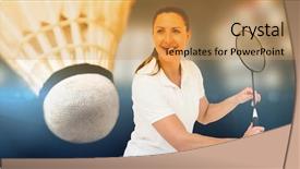  Presentation with badminton - Presentation theme enhanced with female player playing badminton against composite image of spotlight background and a yellow colored foreground