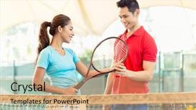  Presentation with teaching - PPT theme having female player the correct grip background and a coral colored foreground