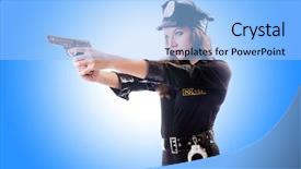  Presentation with police - Audience pleasing slide deck consisting of female police isolated backdrop and a light blue colored foreground