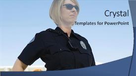  Presentation with outdoors - Amazing presentation having female police officer standing outdoors backdrop and a light blue colored foreground