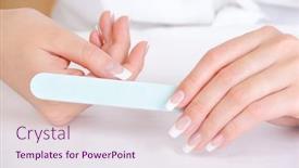  Presentation with female - Slides featuring female-polishing-her-thumb-using background and a lemonade colored foreground