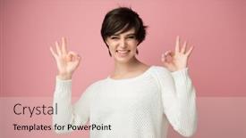  Presentation with female - Amazing theme having female-portrait-with-positive-expressions backdrop and a sky blue colored foreground