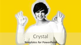  Presentation with female - Slide deck with female-portrait-with-positive-expressions background and a blonde colored foreground