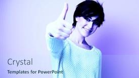  Presentation with acid - Colorful PPT theme enhanced with female-portrait-with-positive-expressions backdrop and a cool aqua colored foreground