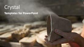  Presentation with dust - Slide set having female-potter-blowing-dust background and a gray colored foreground