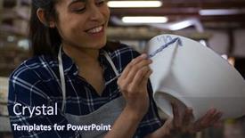  Presentation with paint brush - Colorful presentation theme enhanced with female-potter-decorating-bowl backdrop and a wine colored foreground