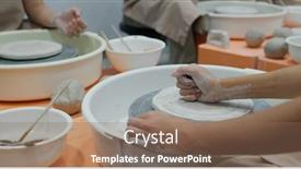  Presentation with wheel - Colorful presentation enhanced with female-potter-makes-a-pot backdrop and a violet colored foreground